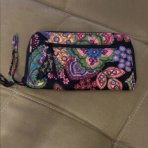 Vera Bradley Women's Black and Multicolor Paisley Wristlet
